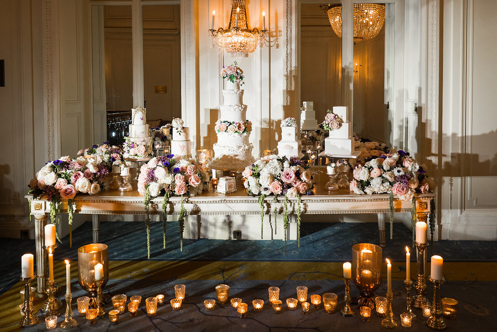 The Frostery wedding cake table at The Mandarin Oriental Hotel, London