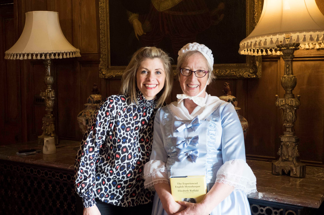 Suzanne and Suze Appleton dressed as Elizabeth Raffald at Arley Hall, Cheshire