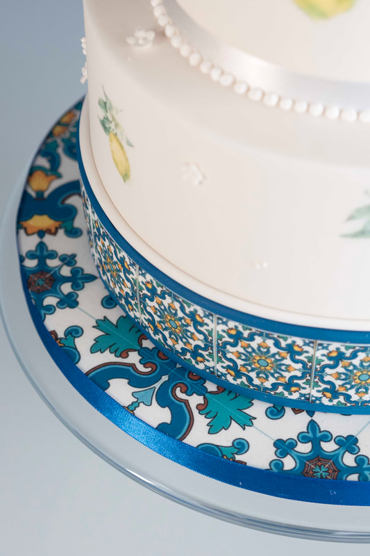 2020 Wedding Cake Trends.  Mosaics and decorative tiles