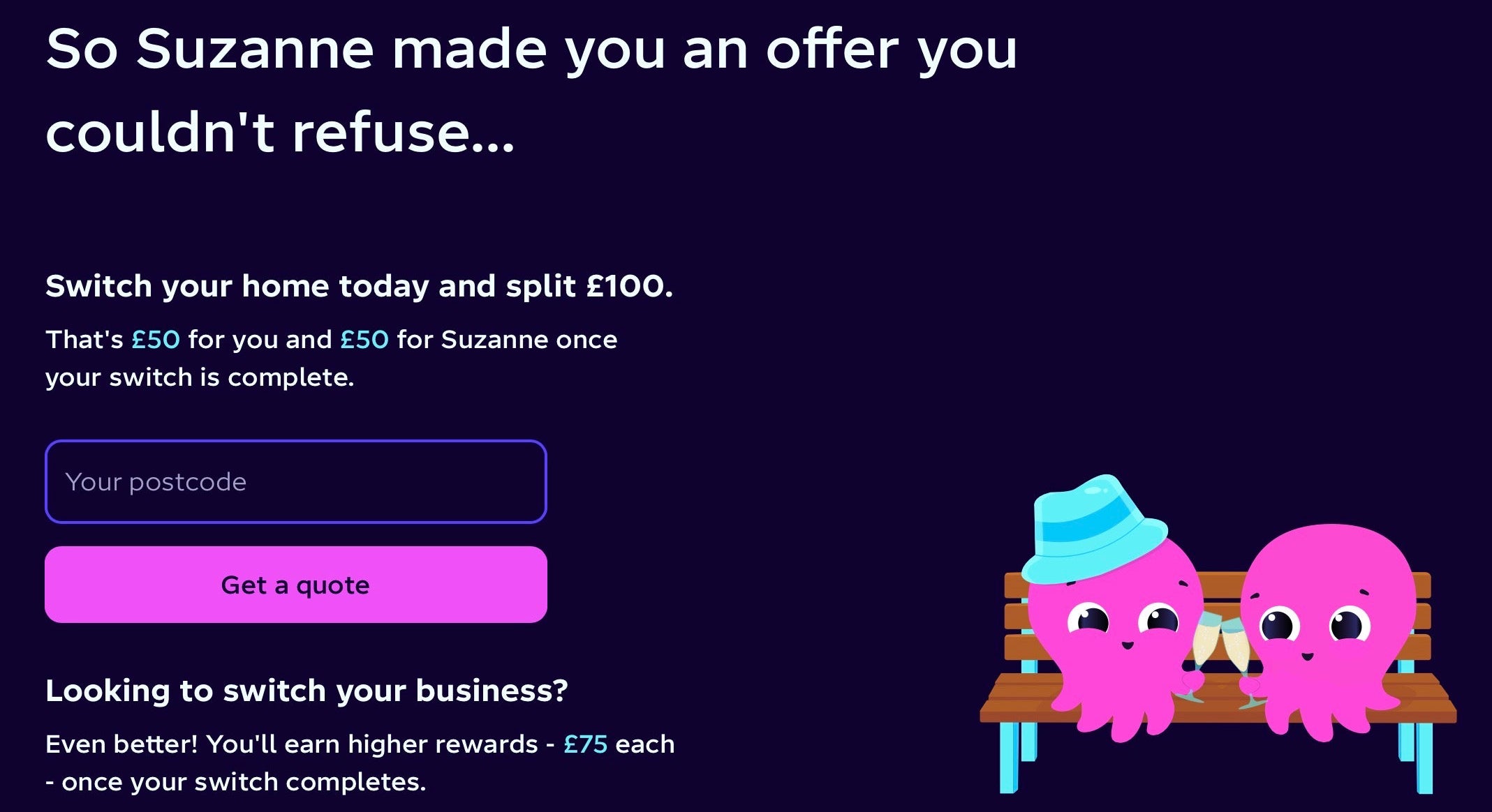 Octopus Energy promotional message about referral bonus for new customers