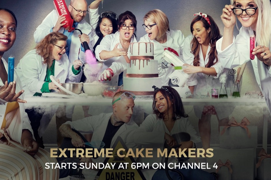 Promotional graphic for the show 'Extreme Cake Makers' featuring cake designer Suzanne Thorp